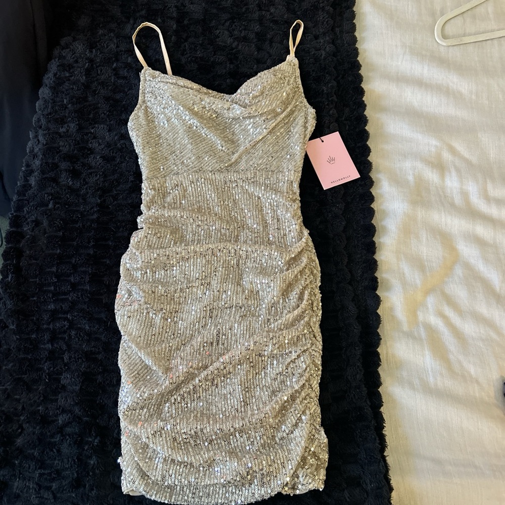 Silver sequin dress